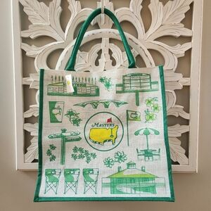 Green and White Canvas Tote Bag